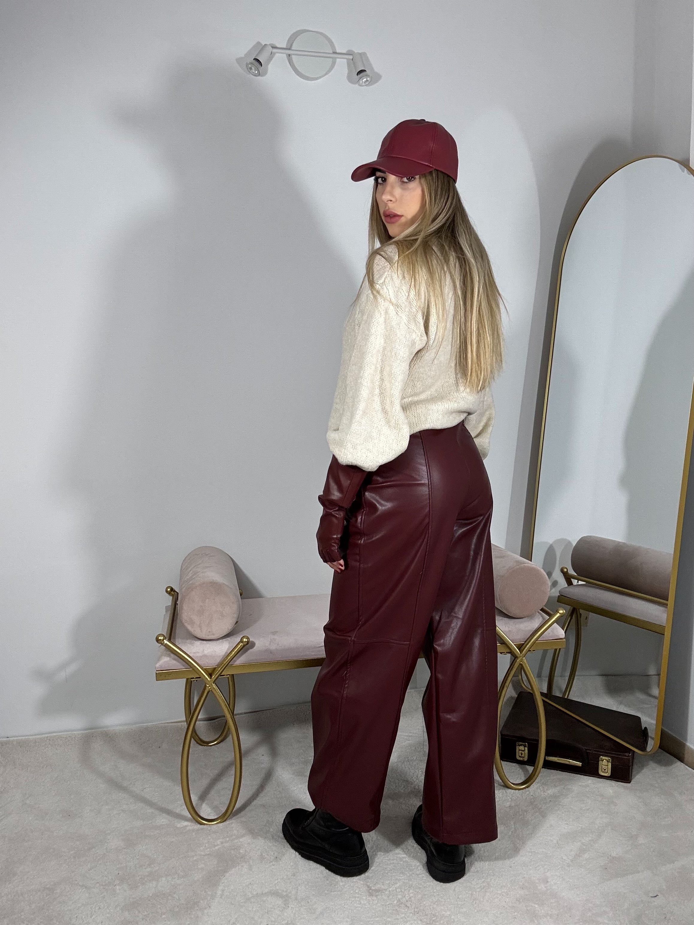 Pantalone ecopelle balloon