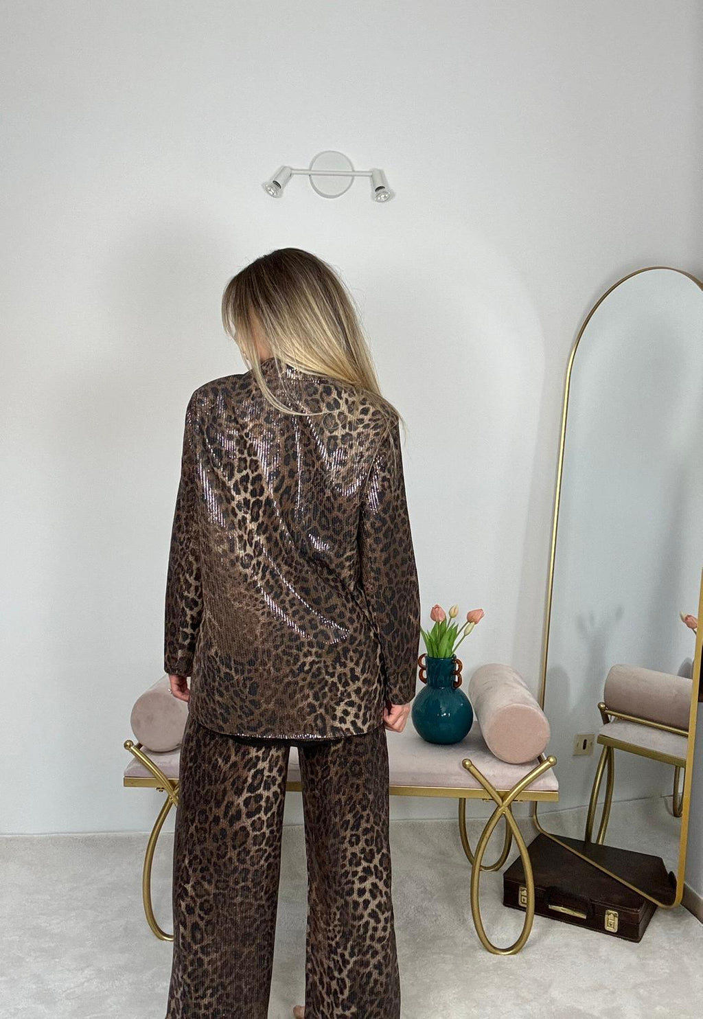 Pantalone lumina  maculato con paillettes