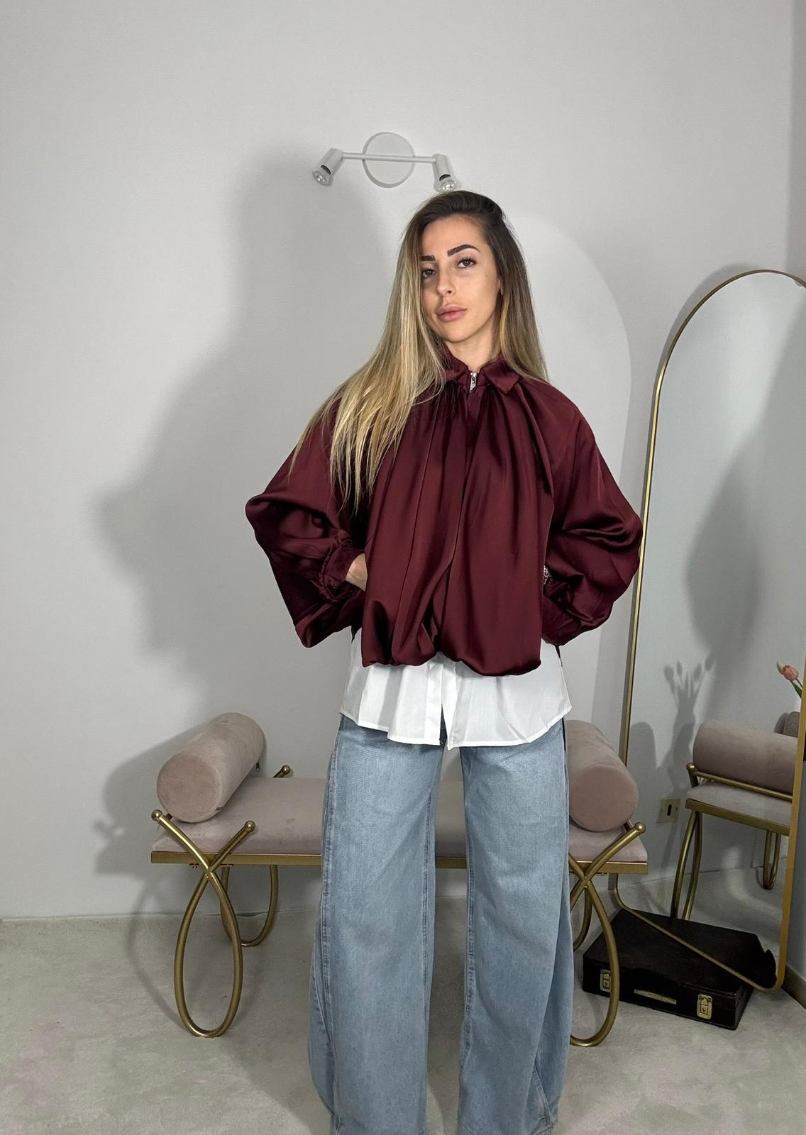 Bomber raso bordeaux