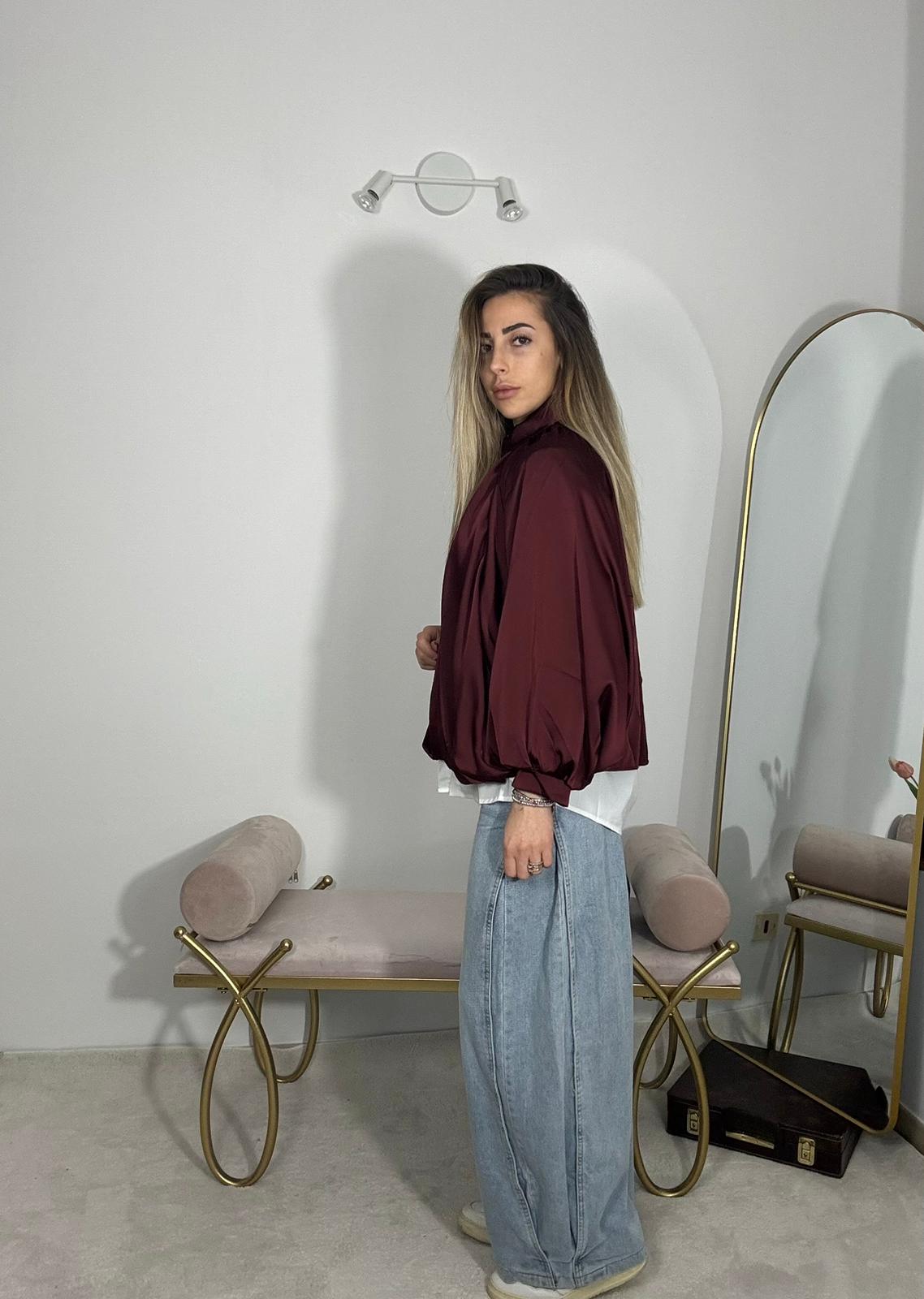 Bomber raso bordeaux